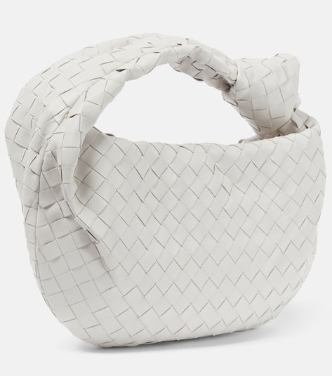 Jodie Teen leather tote bag in white - Bottega Veneta | Mytheresa Bottega Veneta Jodie, Woven Leather Tote, Bottega Veneta Bags, Gucci Accessories, Leather Items, Green Bag, White Bag, Leather Tote Bag, Womens Tote Bags