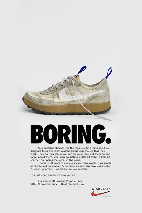 Old Nikes, Nike Poster, Tom Sachs, Copywriting Ads, Copy Ads, Nike Ad, Shoe Poster, Sneaker Posters, Creative Advertising Design