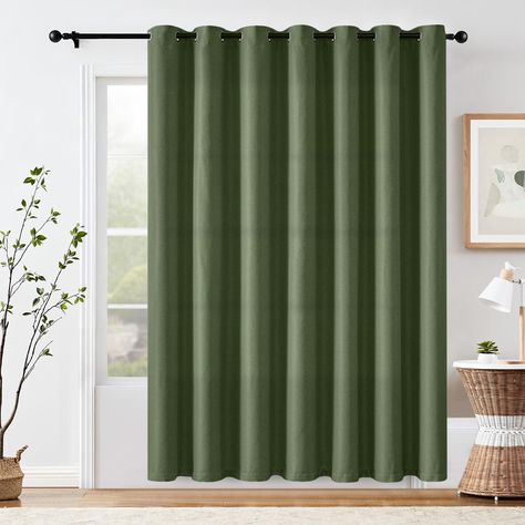 PRICES MAY VARY. Simple Design: 1-panel curtain per package. Package includes 1 panel in 100 inch wide by 84 inch length. The top style of the curtain is grommet which can accommodate a maximum of 1.5" inch window rod Light Control: With this room darkening panel you get 75% sunlight out for bedtime, 0 TV glare for your favorite game and absolute privacy with all your indoor activity. They can be installed in the bedroom, living room, dining room, kitchen, office, patio door, and sunroom for dai Living Room Forest, Room Forest, Elegant Draperies, Office Patio, Window Rods, Long Room, Curtain Texture, Darkening Curtains, Green Curtains