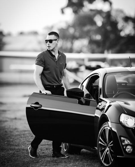 editorial mens fashion, cars, black and white, sunglasses, Mens Car Photoshoot, Man Car Photoshoot, Man Driving Car Aesthetic, Car Photoshoot Men, Men Cars Photography, Sporty Cars, Auto Jeep, Car Shoot, Cars Black