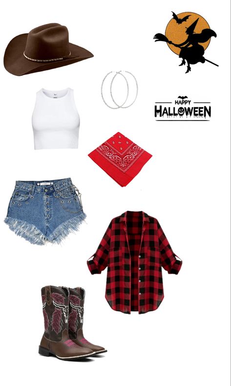 Diy Halloween costume inspo Cute Cowgirls For Halloween, Simple Cowgirl Outfits Halloween, Cowgirl Costume Plus Size, Cow Girl Costume Women, Diy Country Outfits, Western Costumes Women, Last Minute Cowgirl Costume, Cowboy And Indian Halloween Costume, Wild West Outfits Spirit Week