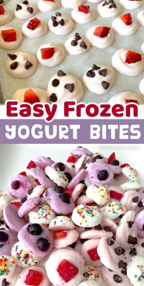 Essen, Yogurt Bites Healthy, Easy Toddler Snacks, Easy Frozen Yogurt, Frozen Yogurt Bites, Healthy Homemade Snacks, Easy Snacks For Kids, Quick Bites, Yogurt Bites