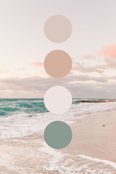 Beach days are forever with this palette of seafoam, light teal, and sand. Get inspired by ocean color palette colour schemes, ocean color palette aesthetic, and ocean color palette branding. Book Shelby today as your brand designer at beierbranding.com Augsburg, Coastal Design Color Palette, Calm Branding Color Palette, Contemporary Coastal Color Palette, Beach Room Color Scheme, Beach Pictures Color Palette, Beach Photoshoot Colour Palette, Calming Pallete Color, Wedding Colour Schemes Beach
