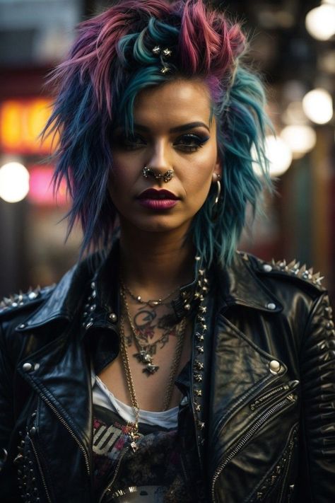 Empowered Elegance: Spiky Hairstyles for Women Who Own Their Style Punk Hair Women Long, Choppy Punk Hair, 90s Rock Hairstyles, Punk Rock Hairstyles For Women Long Hair, Female Viking Hair, Rock Hairstyles Short, Rock Style Hair, Alternative Short Hair, Short Rocker Hair