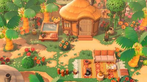 Tropical island Villagers, Custom Designs | Island Themes | Animal Crossing (ACNH) | Nookea Acnh Beach Island, Acnh Jungle, Tropical Acnh, Acnh Tropicore, Anch Ideas, Acnh Layout, Acnh Summer, Acnh Tropical, Acnh Beach