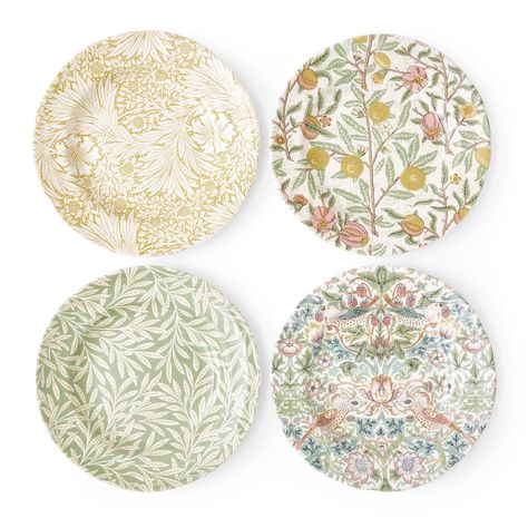 PRICES MAY VARY. Heritage Patterns: Enjoy an exquisite set of four 9-inch Spode plates, each featuring unique heritage patterns—Fruit, Willow, Strawberry Thief, and Marigold. These designs, inspired by Morris & Co.'s archive, offer a charming blend of green, yellow, and pink hues, creating a delightful mix-and-match experience for your table setting. Maximalist Style: Elevate your dining experience with these earthenware plates showcasing soft hues and intricate patterns. Perfect for serving din Pattern Fruit, Maximalist Style, Strawberry Thief, Plate Crafts, Side Plate, Yellow And Pink, Plate Set, Side Plates, Dinner Sets