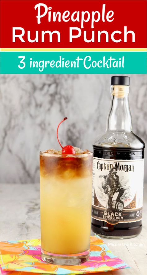 Margaritas, Captain Morgan Drinks, Dark Rum Drinks, Pineapple Rum Punch, Spiced Rum Drinks, Spiced Rum Cocktails, Rum Drinks Recipes, Rum Punch Recipes, Morgan Black