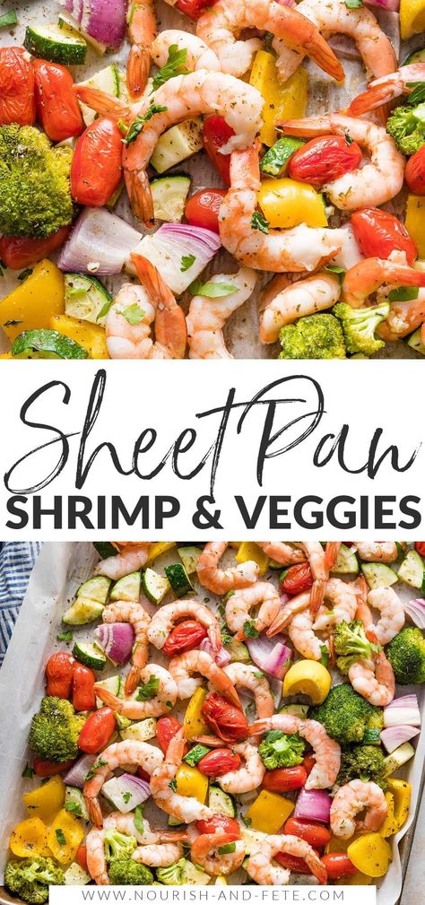 One Sheet Pan Meals Shrimp, Veggies And Shrimp Recipes, Shrimp One Sheet Pan, Shrimp Veggies Recipes, Seafood And Veggie Meals, One Sheet Shrimp, Veggies To Go With Salmon, Essen, Roasted Veggies And Shrimp