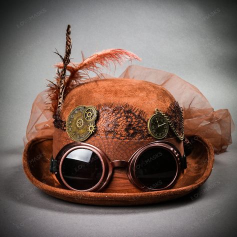 Steampunk Hats Women, Witch Hats Costume, Steampunk Outfits Women, Flower Lace Top, Steampunk Mixed Media Art, Top Hats For Women, Steampunk Wings, Steampunk Owls, Steampunk Couture