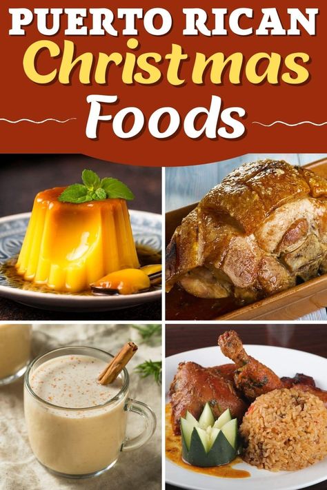 Celebrate the holidays island-style with these Puerto Rican Christmas foods! From roasted pork to codfish salad to coconut pudding, these recipes make one amazing feast! Puerto Rican Thanksgiving Dinner, Puerto Rican Appetizers, Christmas In Puerto Rico, Puerto Rican Christmas, Spanish Cooking, Costa Rican Food, Carribean Food, Puerto Rican Cuisine, Puerto Rican Dishes