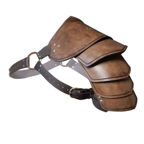 Leather Armor Shoulder, Gladiator Shoulder Armor, Post Apocalyptic Knee Pad, Diy Pauldron Armor, Mens Leather Armor, Simple Leather Armor, D&d Leather Armor, Medieval Shoulder Armor, Httyd Accessories