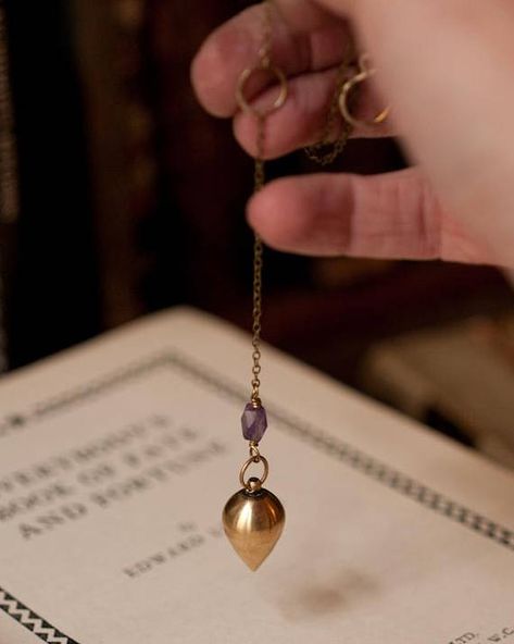Pendulum necklace, clairvoyance, divination tool, amethyst pendulum, intuition, gold fill pendulum, sterling silver, magick, fortune telling Amethyst Pendulum, Pendulum Necklace, Psychic Ability, Sixth Sense, Talisman Necklace, Divination Tools, Fortune Telling, Gold Top, Amethyst Beads