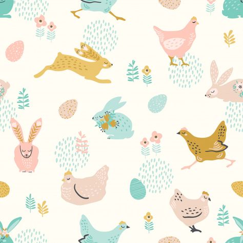 Tela, Patchwork, Farm Animal Fabric, Chicken Easter, Bunny Sketches, Easter Cartoons, Rabbit Vector, Rabbit Collection, Easter Backgrounds