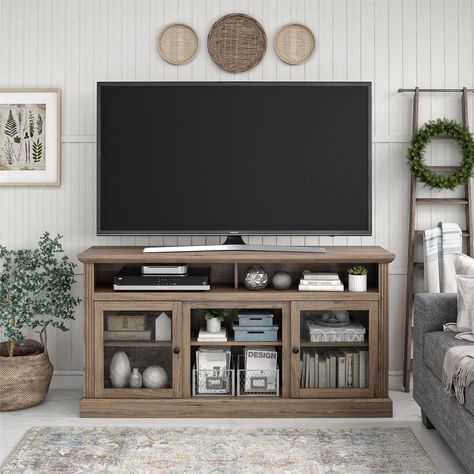 Tv Stand For Mounted Tv, Decorating Around Tv Stand Farmhouse, Coastal Wall Decor Around Tv, Decorate Around Tv Stand Living Rooms, Above Tv Wall Decor Living Room Stand, Small Apartment Living Room Tv Stands, Shelves Over Tv Living Room, Beside Tv Stand Decor, Decorating Around A Tv Console