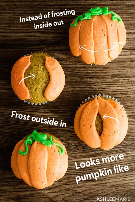 Cupcakes With Frosting, Halloween Backen, Pumpkin Cupcake Recipes, Halloween Fest, Cupcakes Decorados, Halloween Baking, Fall Cakes, Delicious Cream, Halloween Cake