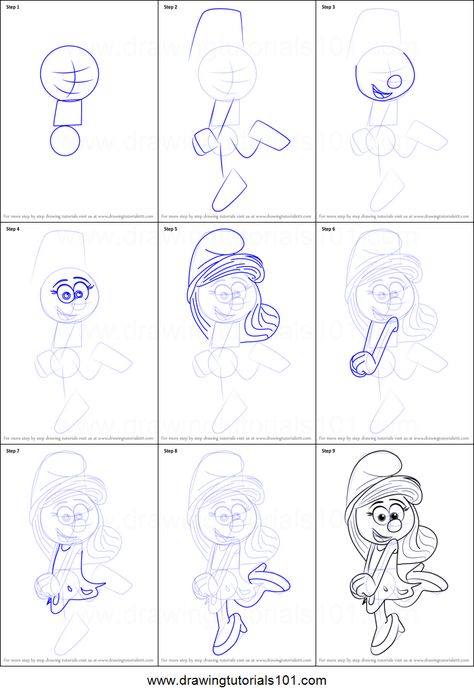 Croquis, Smurfette Drawing, Smurfs Drawing, Smurfs The Lost Village, The Lost Village, Disney Drawing Tutorial, Lost Village, Tattoo Outline Drawing, Drawing Stencils