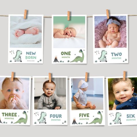 Monthly Photo Banner, Dinosaur Party Decorations, Milestone Photos, Boy Printable, Dinosaur Theme Party, Monthly Photos, Fourth Birthday, Dinosaur Theme, Dinosaur Birthday Party