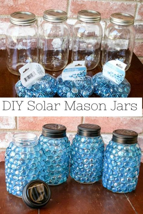 DIY Solar Mason Jars Pinterest Mason Jar Projects, Projek Diy, Kerajinan Diy, Solar Mason Jars, Solar Light Crafts, Diy Jar Crafts, Diy Outdoor Decor, Diy Bricolage, Mason Jar Crafts Diy