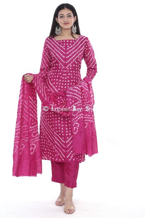 Cotton Bandhani Dress Pattern, Bandhani Dress Pattern, Party Wear Evening Gowns, Dress Designs Indian, Dress Designs For Stitching, Cotton Suit Designs, Suits For Women Indian, Chudidar Designs, Stylish Kurtis Design