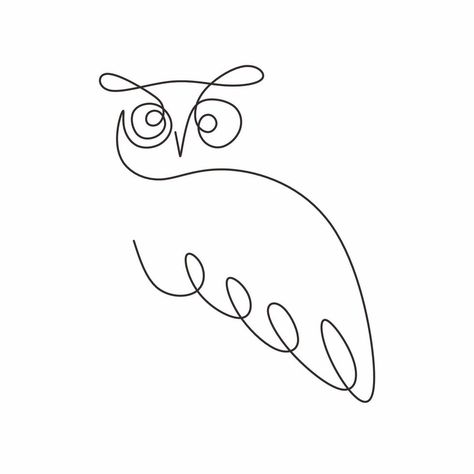 Owl One Line, Marble Tattoo, Flying Bird Drawing, Owl Outline, Simple Owl, Desain Tote Bag, Wire Knitting, Owl Vector, Minimalism Style