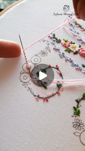 Thread Work Tutorial, Hand Thread Work Designs, Hand Embroidery Words Letters, Ribbon Embroidery Pattern, Punch Stitch Embroidery, Hand Embroidery Roses Tutorials, Bullion Roses Embroidery Design, Embroidery Rose Designs, Embroidery Lettering Stitches