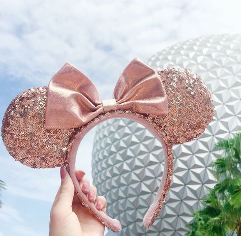 Rose Gold Minnie Ears, Disney Ears Headband, Diy Disney Ears, Disney Mouse Ears, Disney Minnie Mouse Ears, Disney Headbands, Disney Mickey Ears, Photos Booth, Mickey Disney