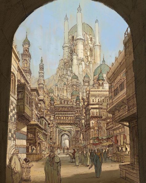Artist Of The Week, Steampunk City, Perspective Drawing Architecture, Environment Painting, Character Design Challenge, Animation Illustration, Building Illustration, Medieval World, Architecture Drawing Art