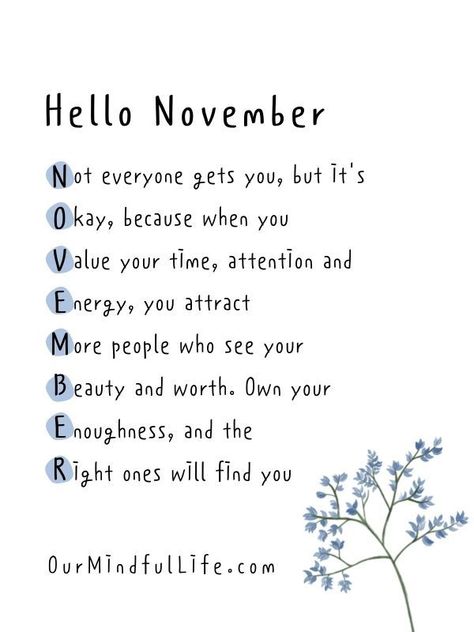 Hello November - November quotes and sayings New Month Quotes, Calendar Quotes, October Quotes, November Quotes, Monthly Quotes, Happy November, Hello November, Pola Kartu, Buku Skrap