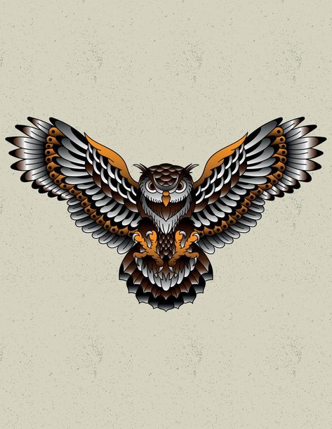 Neo Traditional Chest Tattoo, Traditional Bear Tattoo, Traditional Tattoo Animals, Owl Tattoo Chest, Traditional Back Tattoo, Traditional Chest Tattoo, Traditional Owl Tattoos, Tato Naga, Traditional Tattoo Inspiration