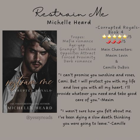 Dark Mafia Romance Book review please give credit if repost Mafia Romance Books, Michelle Heard, Dark Mafia Romance, Romance Audiobooks, Book Reading Journal, Mafia Romance, I Will Protect You, Dark Romance Books, Age Gap