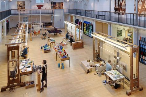 Discover more details about Dovecot Studios including opening times, photos and more. Workshop Space Design, Weave Tapestry, Dream Studio, Creative Workshop, Weaving Textiles, Weaving Projects, Weaving Patterns, Studio Space, Tapestry Weaving