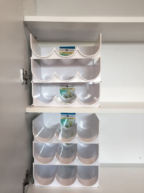 {five minute friday} Water Bottle Storage | Blue i Style - Creating an Organized & Pretty, Happy Home! 2 Liter Bottle Storage Ideas, Storage Water Bottle Ideas, Water Bottle Storage Hack, Gatorade Storage Ideas, Can Good Organization Ideas, Insulated Cup Storage Ideas, Travel Cup Storage Ideas, How To Store Yeti Cups In Kitchen, Bottle Water Storage Ideas