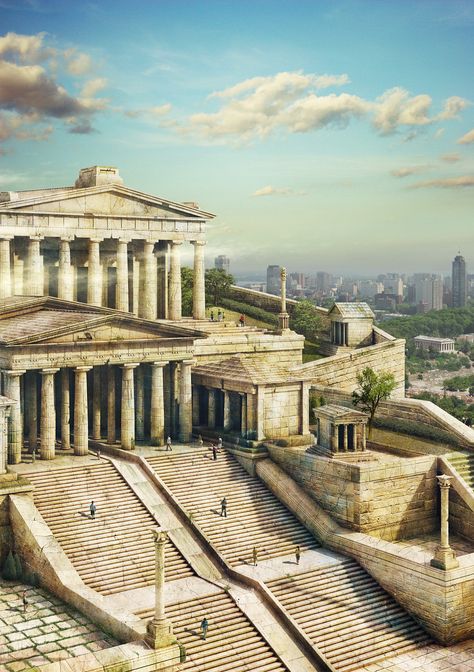 The Acropolis of Athens, Evgeny Kazantsev Ancient Rome Aesthetic Dark, Ancient Greece Aesthetic Dark, Imperiul Roman, Greece Architecture, Architecture Antique, Bangunan Minecraft, Athens Acropolis, Rome Antique, Ancient Greek Architecture