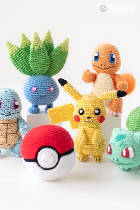 Crocheted Pokemon, Pokeball Crochet, Amigurumi Characters, Learning Crochet, Pikachu Crochet, Pokemon Crochet, Pokemon Crochet Pattern, Pokemon Toys, Pokemon Pattern