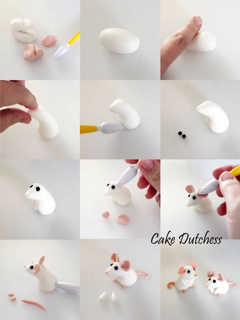 Fondant Tutorial, Polymer Clay Kunst, Fondant Animals, Tanah Liat, Fondant Cake Toppers, Polymer Clay Diy, Polymer Clay Animals, Fondant Figures, Cute Polymer Clay