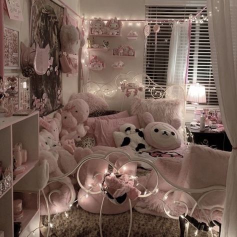 NEEDED.. Pink Decorations, Hello Kitty Room Decor, Hello Kitty Bedroom, Kawaii Bedroom, Hello Kitty Rooms, Otaku Room, Pink Room Decor, Room Redesign, Cute Bedroom Ideas