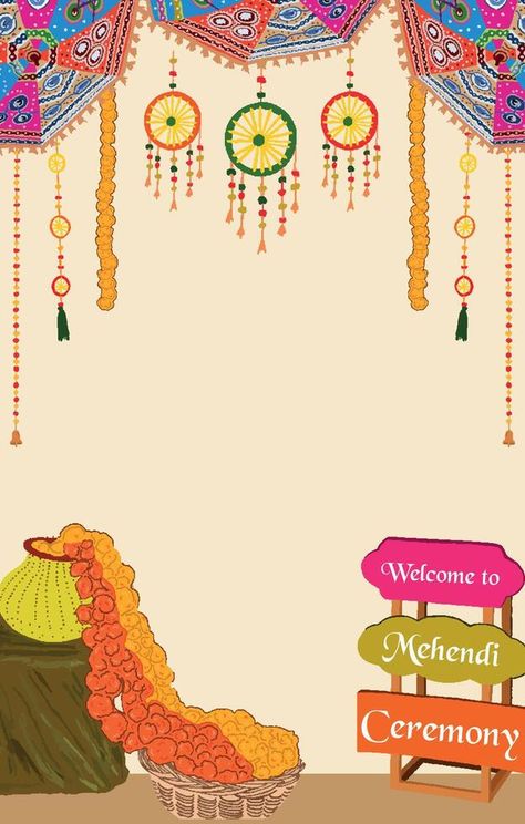 Mehndi Card Designs, Mehendi Board Ideas, Bengali Wedding Illustration, Mehendi Template, Haldi Elements, Shivaji Maharaj Illustration, Mehendi Invitation Card Template, Haldi Ceremony Invitation Card, Haldi Poster