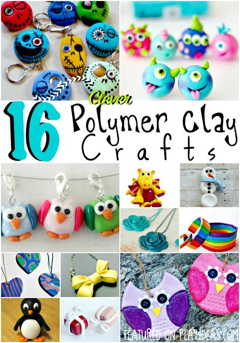 Polymer clay is so fun to create with- get started with one of these 16 polymer clay crafts! You'll love seeing what you can create with clay! Fimo, Tas Denim, Clay Owl, Clay Crafts For Kids, Fimo Polymer Clay, Baking Clay, Sculpey Clay, Polymer Clay Diy, Polymer Clay Animals