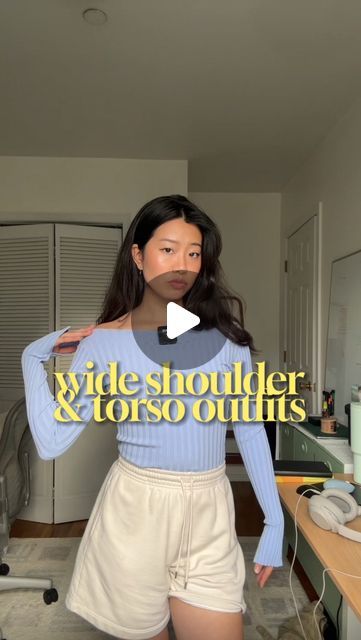 Em Chen on Instagram: "square bodies UNITE (beast titan and minecraft bodies im lookin at you, we are beautiful) #wideshoulders #outfitideas #bodytype #kibbebodytypes #longtorsogang 

tops worn:
strapless - thrifted
halter - @urbanoutfitters 
boat neck - @astrthelabel 
square beck - @abercrombie" Outfit For Big Shoulders, Styling Wide Shoulders, Outfit Ideas For Wide Shoulders, Dressing With Broad Shoulders, Short Torso Celebrities, Outfit For Wide Shoulder Women, Top For Broad Shoulders Women, Tops For Wide Shoulders Body Types, How To Style Wide Rib Cage