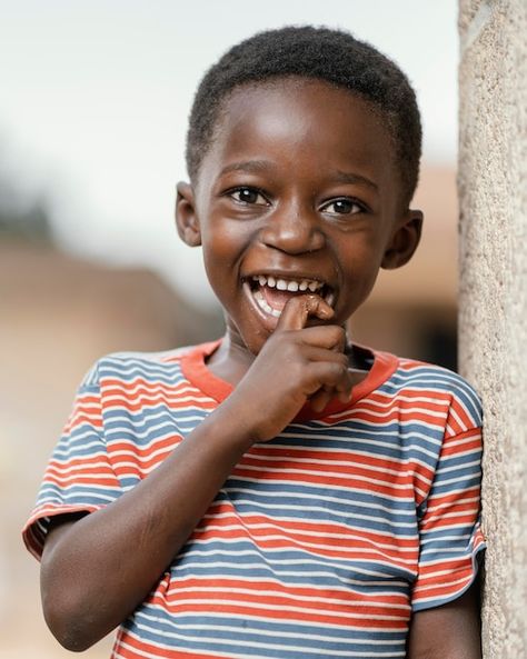 Free photo portrait little smiley boy ou... | Free Photo #Freepik #freephoto #african-kids #black-boy #kids-boy #children English Moral Stories, People Reference, Photo Boy, Anime Inspiration, 100 Heads, Inspirational Board, Happy Children's Day, Album Art Design, Baby Blessing