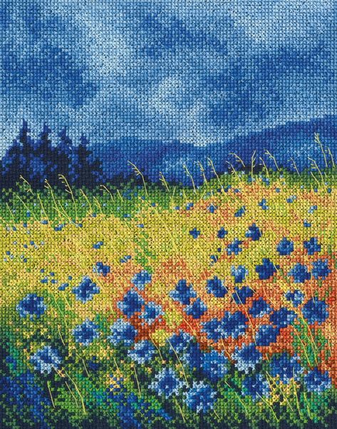 Skyblue cornflowers M625 Counted Cross Stitch Kit By Rto | Michaels® Cute Puppy Photos, Cross Stitch Landscape, Nature Cross Stitch, Hand Embroidery Kit, Needlepoint Kits, Counted Cross Stitch Kits, Modern Cross, Art Kit, Modern Cross Stitch