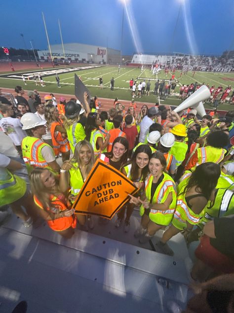 Construction Worker Football Theme, Gold Rush Theme Football Game, School Spirit Football Game Outfit, Neon Fb Game Outfits, Construction Zone Football Theme, Jungle Theme Football Game, Cheer Squad Ideas, School Spirit Football Games, Construction Vest Outfit Football Game