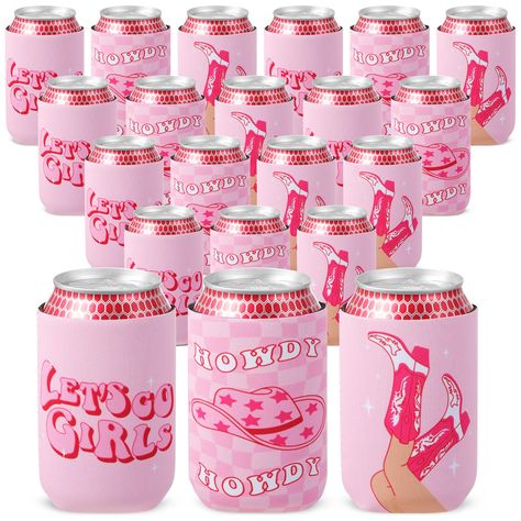 PRICES MAY VARY. Pack of 30: you will receive 30 pieces of disco cowgirl party can sleeves, suitable for various small or large gatherings, so that your guests can take the fun home; They are abundant and can meet your daily use, replacement, and sharing needs Size Information: these bachelorette party can sleeves are about 10.16 x 6.1 x 6.1 cm/ 4 x 2.4 x 2.4 inches, suitable for most standard 12 oz cans; They have text such as 'Let's go girls', 'howdy', etc., with patterns like hats and boots, Disco Cowgirl Party Cookies, Cowgirl Themed Drinks, Cowgirl Party Table Decor, Nashville Bachelorette Decor, Western Theme Bachelorette Party, Cowgirl Party Theme, Pink Bachelorette Party Decorations, Cowgirl Themed Bachelorette Party, Bachlorette Themes