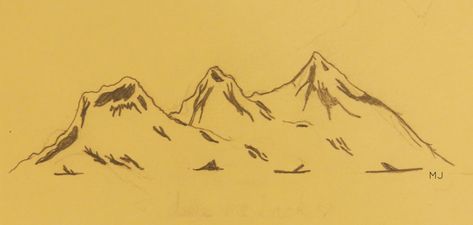 Three Sisters Inspired Tattoo – Megan Jones Creations Croquis, Calgary Mountains, Three Sister Tattoos, 3 Sister Tattoos, Three Sisters Mountain, Watercolor Mountains Tattoo, Small Mountain Tattoo, Oregon Tattoo, Graphite Illustration