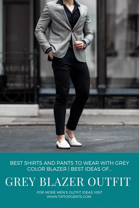 Grey blazer outfit Men’s Light Grey Blazer Outfit, Light Gray Sports Coat Outfit Men, Mens Gray Blazer Outfit, Dark Gray Blazer Outfit Mens, Men Grey Blazer Outfit, Grey Blazer Black Pants Men, Gray Coat Outfit Men, Grey Blazer Outfit Men Casual, Dark Grey Blazer Outfit Men