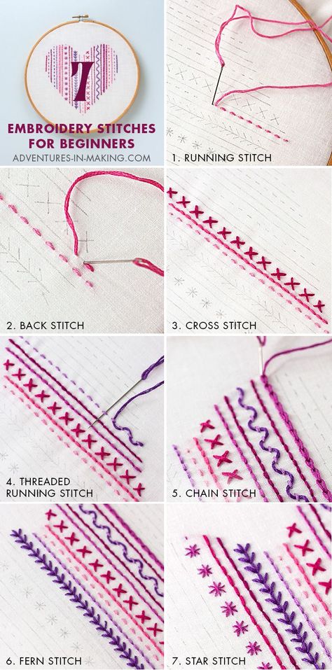 Sew Ins, Valentine Embroidery, Pola Bordir, Learning To Embroider, Diy Broderie, Embroidery Sampler, Pola Kristik, Pola Sulam, Embroidery Stitches Tutorial