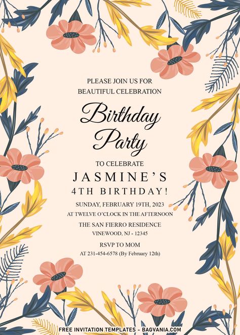 Nice 7+ Aesthetic Spring Inspired Birthday Invitation Templates For Your Best Spring Party #free #freeinvitation2019 #birthday #disney #invitations #invitationtemplates Invitation Template For Birthday, Birthday Invitations Templates Aesthetic, Aesthetic Invitation Birthday, Invitation Letter For Birthday Party, Bday Invitation Cards Aesthetic, Birthday Invitation Card Ideas Aesthetic, Undangan Birthday Party, 1st Bday Invitation Cards, Aesthetic Invitation Card Birthday