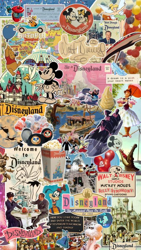 #disneyland #vintagedisney #disney #disneyworld #waltdisney Disney Phone Backgrounds, Disney World Pictures, Disneyland Pictures, Disney Background, Disney Collage, Cute Disney Pictures, Disney Wall, Disney Posters, Disney Phone Wallpaper