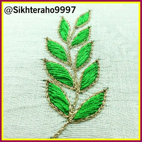 Leaf design Aari Work Aari Work Picture, Leaf Stitch Design In Aari, Aari Work Leaf Design, Leaf Design Aari Work Blouse, Aari Stitches, Christmas Present Coloring Pages, Tassels Designs, Aari Design, Duck Drawing