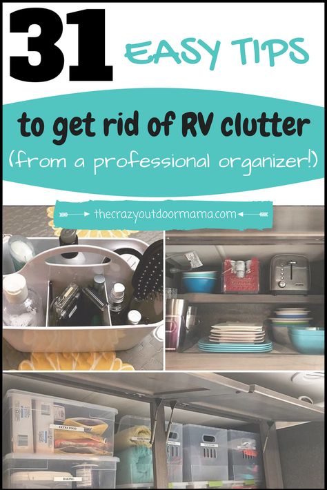 31 Easy Tips to Kick RV Clutter (from a Professional Organizer!) Organisation En Camping, Rangement Caravaning, Petit Camping Car, Camper Storage Ideas Travel Trailers, Rv Living Organization, Astuces Camping-car, Travel Trailer Organization, Camper Diy, Trailer Organization